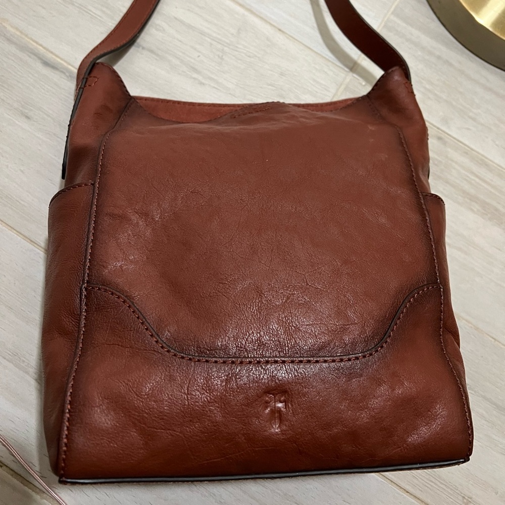 Frye Cognac Leather Side Pocket HOBO NWT